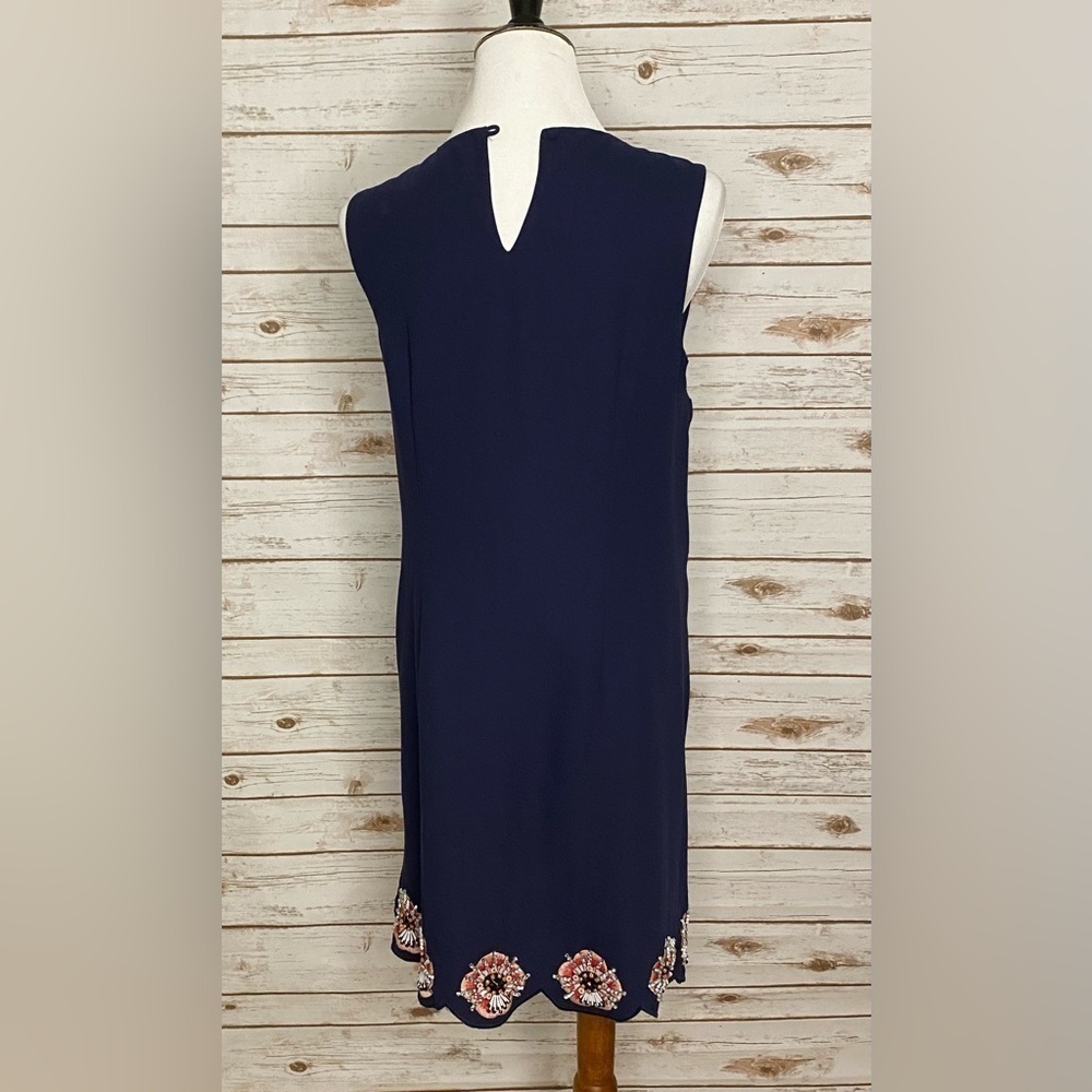 Banana Republic navy embellished/bejeweled sleeveless shift dress Size XS - Picture 6 of 7